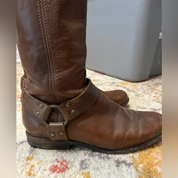 Frye Back Zip Leather Harness Boot - Picture 7 of 10